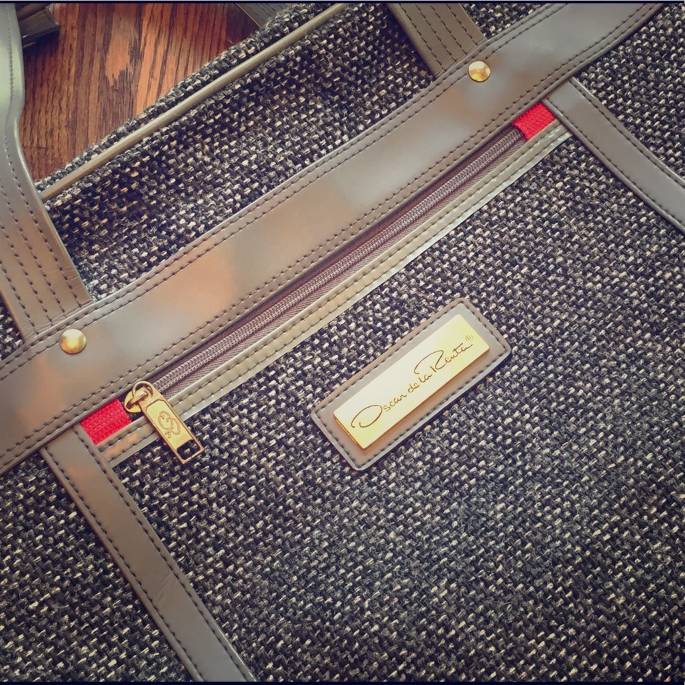 Oscar De La Renta Weekender Travel Bag Large Tweed
